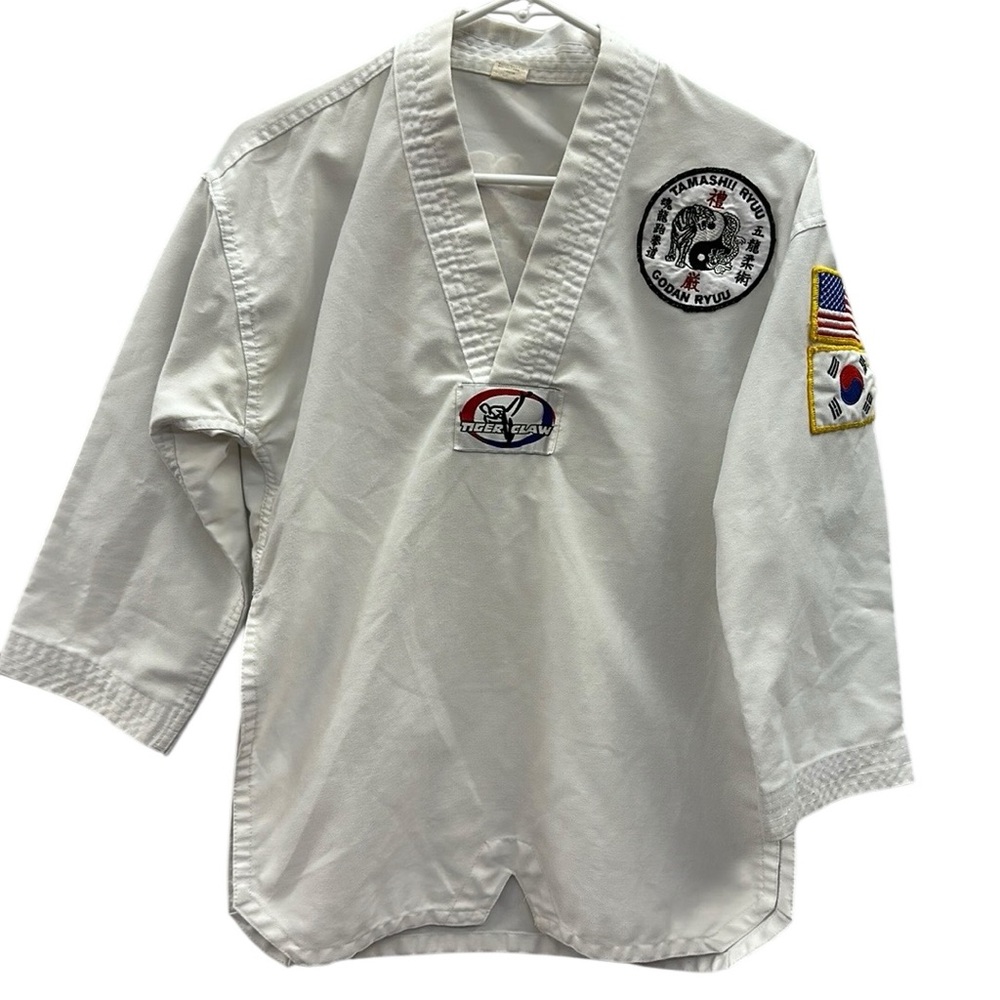 Tiger Claw White Light Weight Four Dragons Martial Arts Uniform Top Youth Size 1